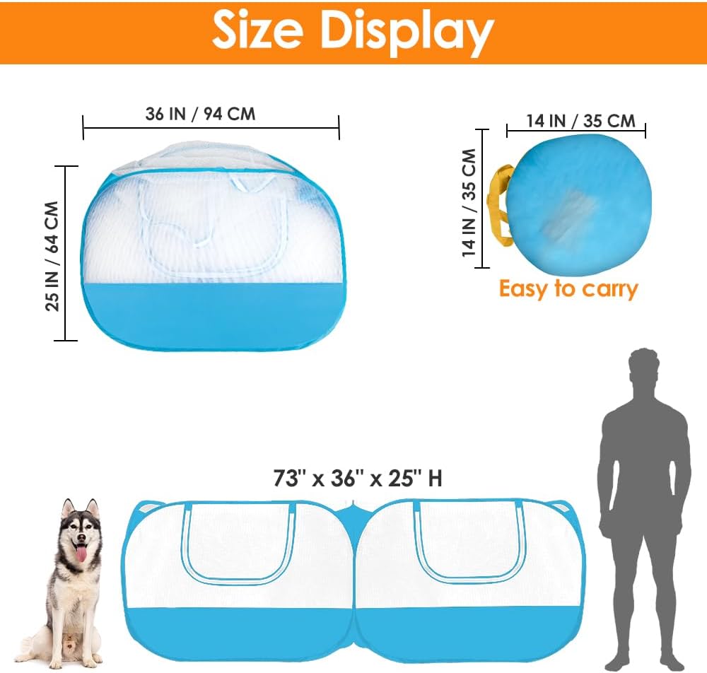 SlowTon Small Animals Playpen, Pop Up Detachable Bottom 73"x36"x25"