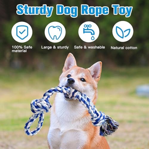 UPSKY 2 Pack Dog Rope Toys, Heavy Duty Dog Chew Toy for Aggressive Chewers | Indestructible Pet Toys, Natural Cotton, Dog Tug Toys for Boredom, Teeth Clean, for Medium to Large Breed Dogs
