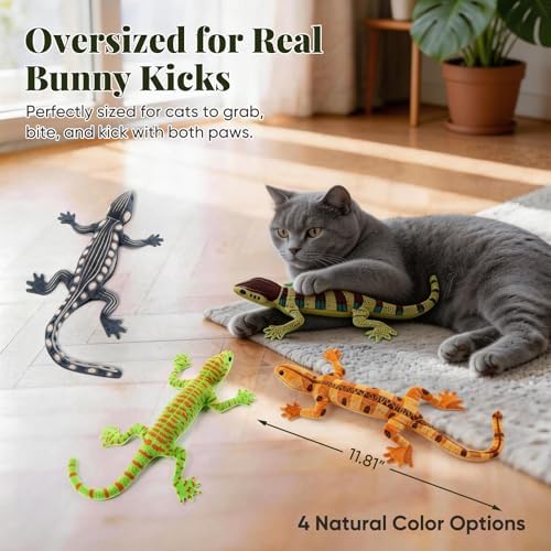 CiyvoLyeen Plush Lizard Catnip Toys for Indoor Cats 4 Pack | Interactive Lizard Cat Chew Kicker Toys, Boredom Relief, Soft Durable Plush with Catnip, Funny Gift for Cat Lovers & Kitten