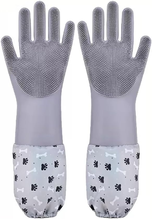 Pet Grooming Glove, Gentle Dog Bathing Shampoo Brush Massage Mitt, Deshedding for Dogs Cats Rabbits Horses 2-Pack (Gray)