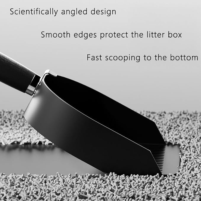DHXYZZB Cat Litter Scoop Stainless Steel Litter Shovel, Heavy Duty Litter Sifter, Litter Scooper with Wooden Handle Large Scoop for Fast Sifting Easy to Clean