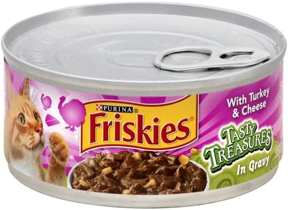 Friskies Canned Tasty Treasures Cat Food, Turkey in Gravy with Liver, 5.5 oz
