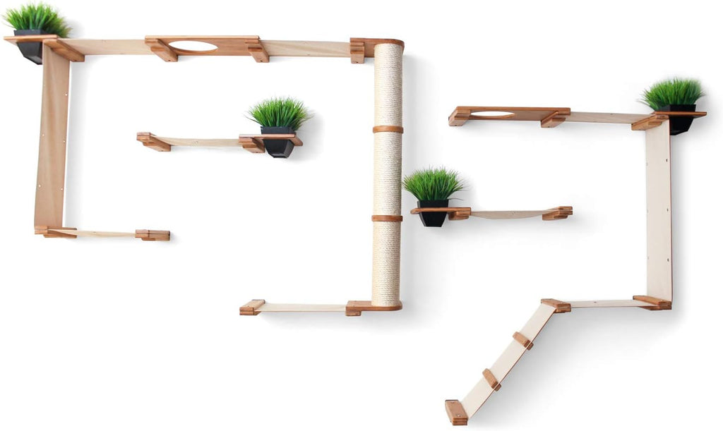 CatastrophiCreations Gardens Set for Cats Multiple-Level Wall Mounted Scratch, Hammock Lounge, Play & Climbing Activity Center Furniture Cat Tree Shelves