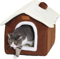 Christmas Cat Tent Cat Bed Cave(Coffee, S(15.7 X 12.6 X 13.8 Inch))