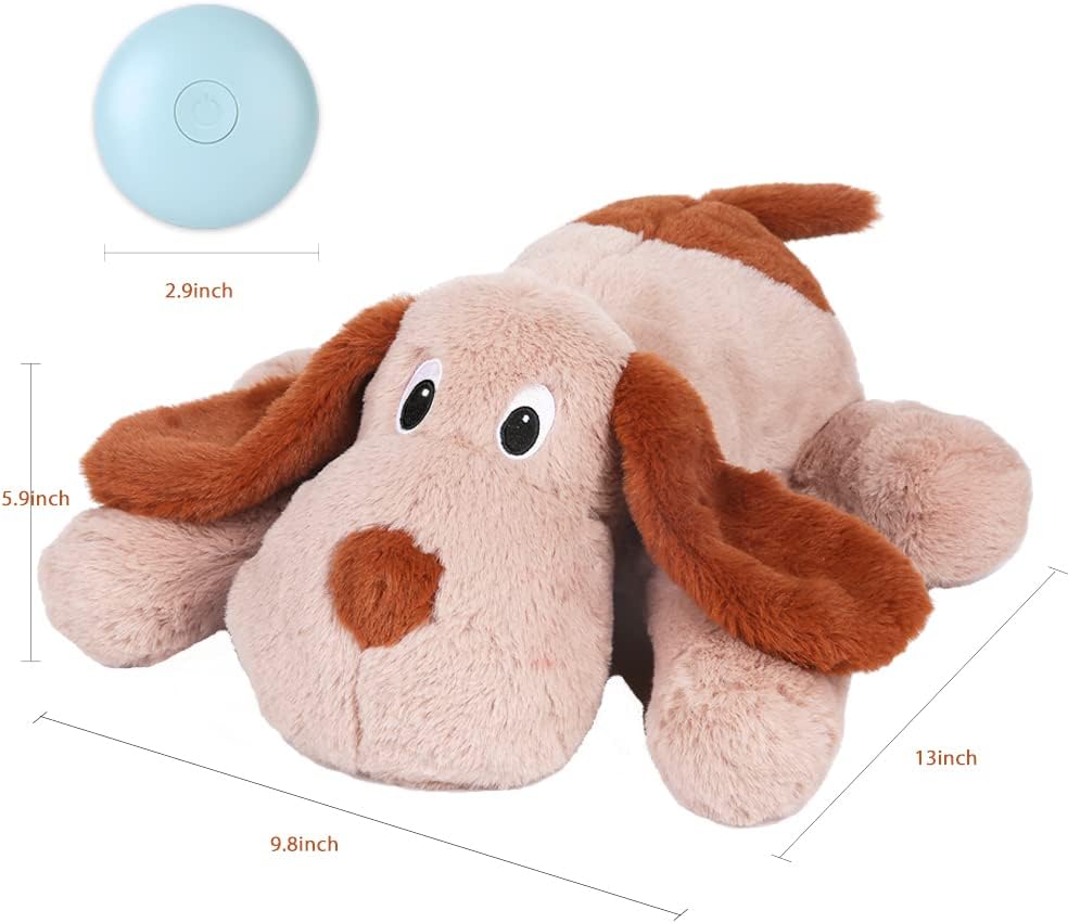 WEOK Puppy Heartbeat Toy, Dog Heartbeat Toy for Separation Anxiety Relief, Puppy Toy with Heartbeat Stuffed Animal Anxiety Calming Behavioral Aid Plush Toy for Dogs Cats Pets (Brown)