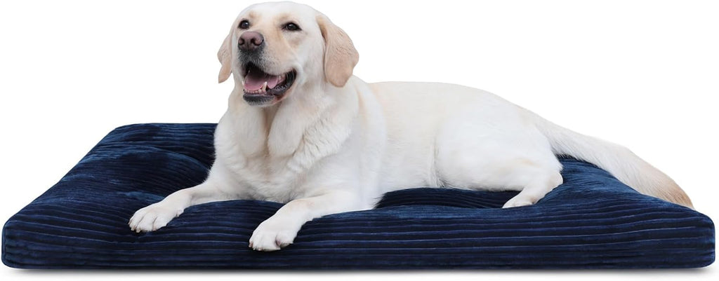 KSIIA Washable Dog Crate Bed Kennel Mat for Large Dogs, 35 x 23 Inch, Blue