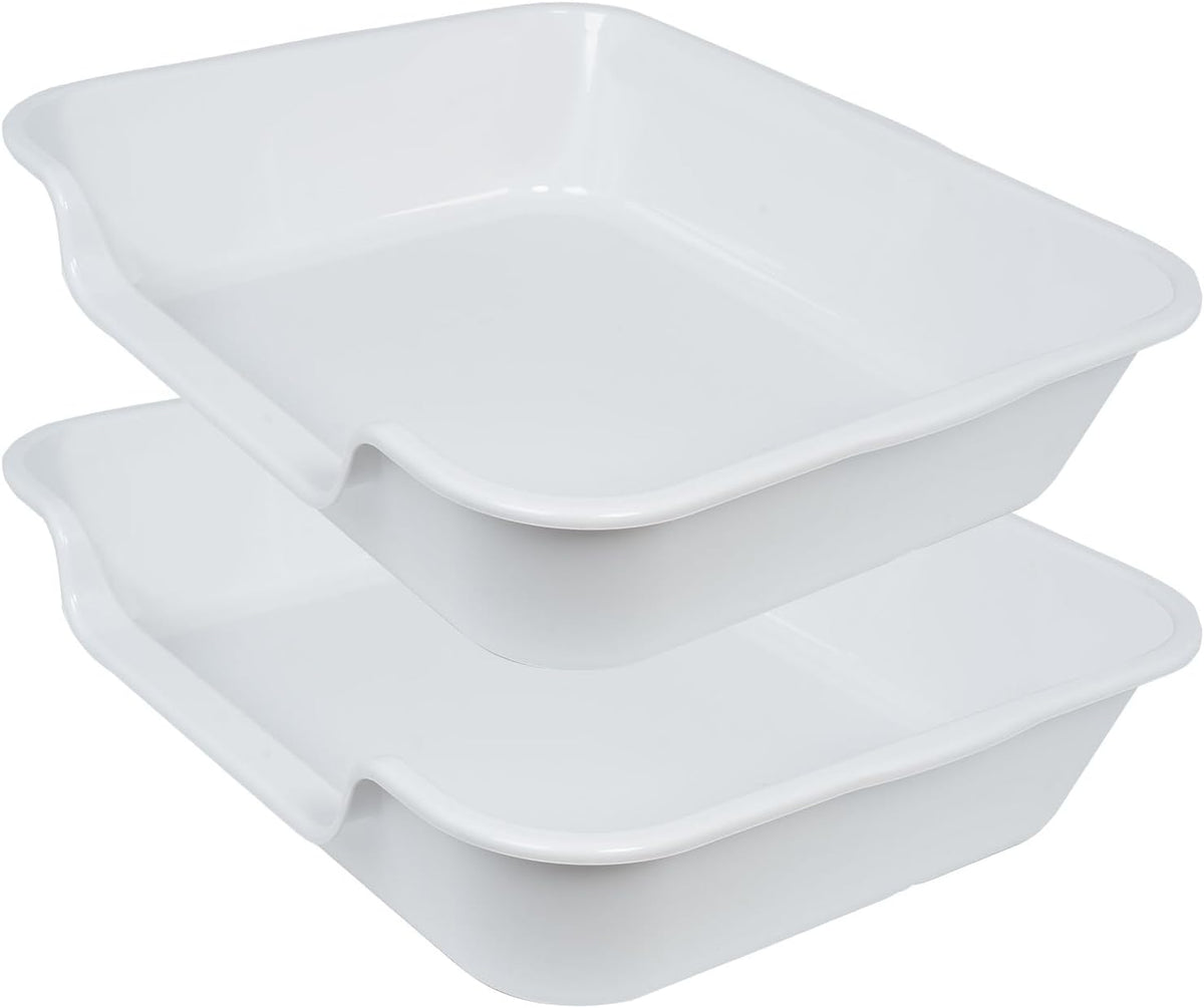 Extra Large Low Entry ABS Cat Litter Box, Grey, 24" L x 20" W, 2 Pack | Durable low entry litter box, non-stick, odor-free, ideal for seniors, kittens, rabbits, large cats and multi-pet homes.