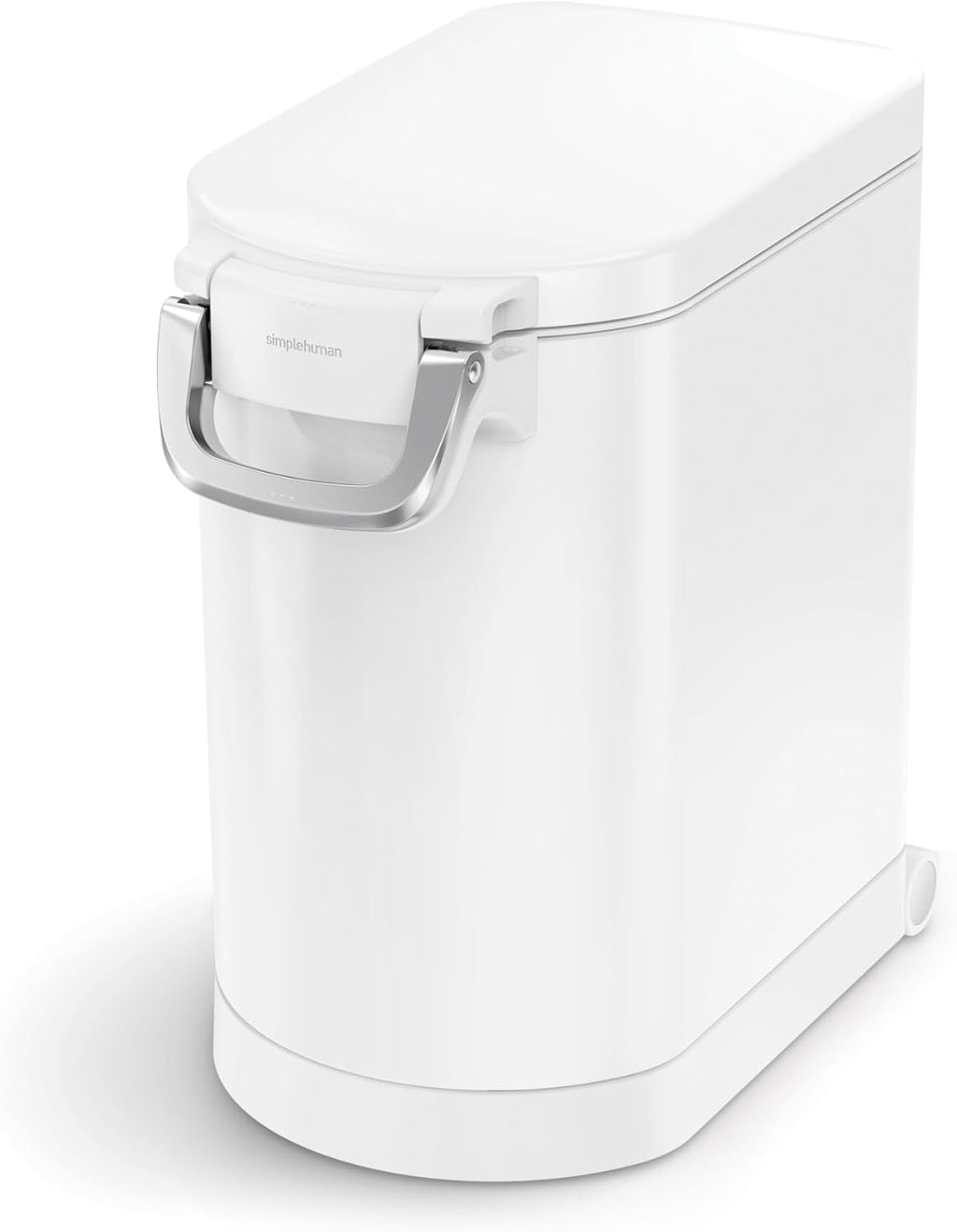 simplehuman Medium Pet Food Storage Container, Holds 25-29 lb / 11-13 kg of Dry Dog Food, Cat Food, or Bird Seed, Airtight Lock-Tight Lid with Magnetic Scoop, BPA-Free, White Steel