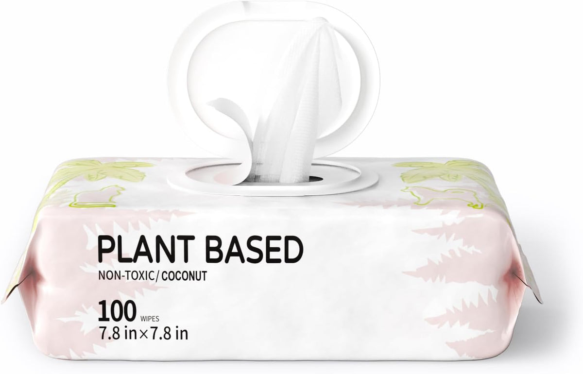IMMHABI 100 Count Hypoallergenic Dog Wipes, Coconut Plant-Based Pet Wipes