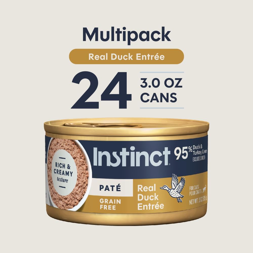 Instinct Original Pate Wet Cat Food, Grain Free Recipe - Real Duck, 3 oz. Cans (Pack of 24)