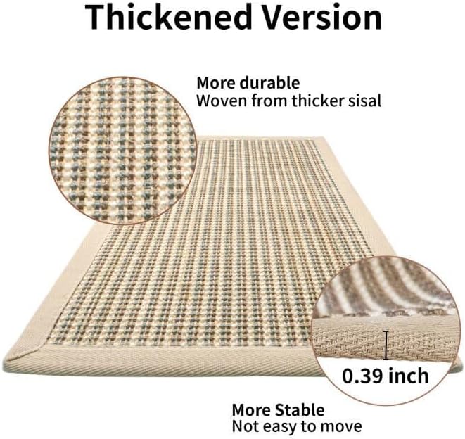 FUKUMARU Cat Scratcher Mat, 23.6 X 15.7 Inch Natural Sisal Cat Scratch Mat