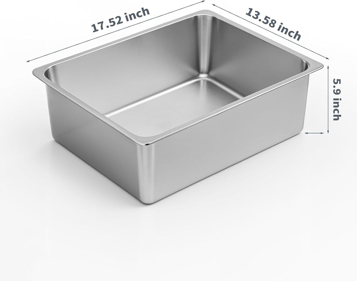 Kirecoo Large High Sided Stainless Steel Cat Litter Box, Non-Stick | Solid Metal Box, Odor Free, Non Stick, Rust Proof, Easy to Clean, Ideal for Cats, Kitten, Kitty & Rabbits, Indoor Use