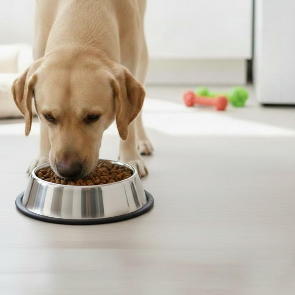 Loving Pets Stainless Steel Non-Tip Dog Bowl – Heavy Duty No Spill Dog Bowl with Removable Rubber Base – Durable, Non-Skid Stainless Steel Dog Food Bowl & Dog Water 