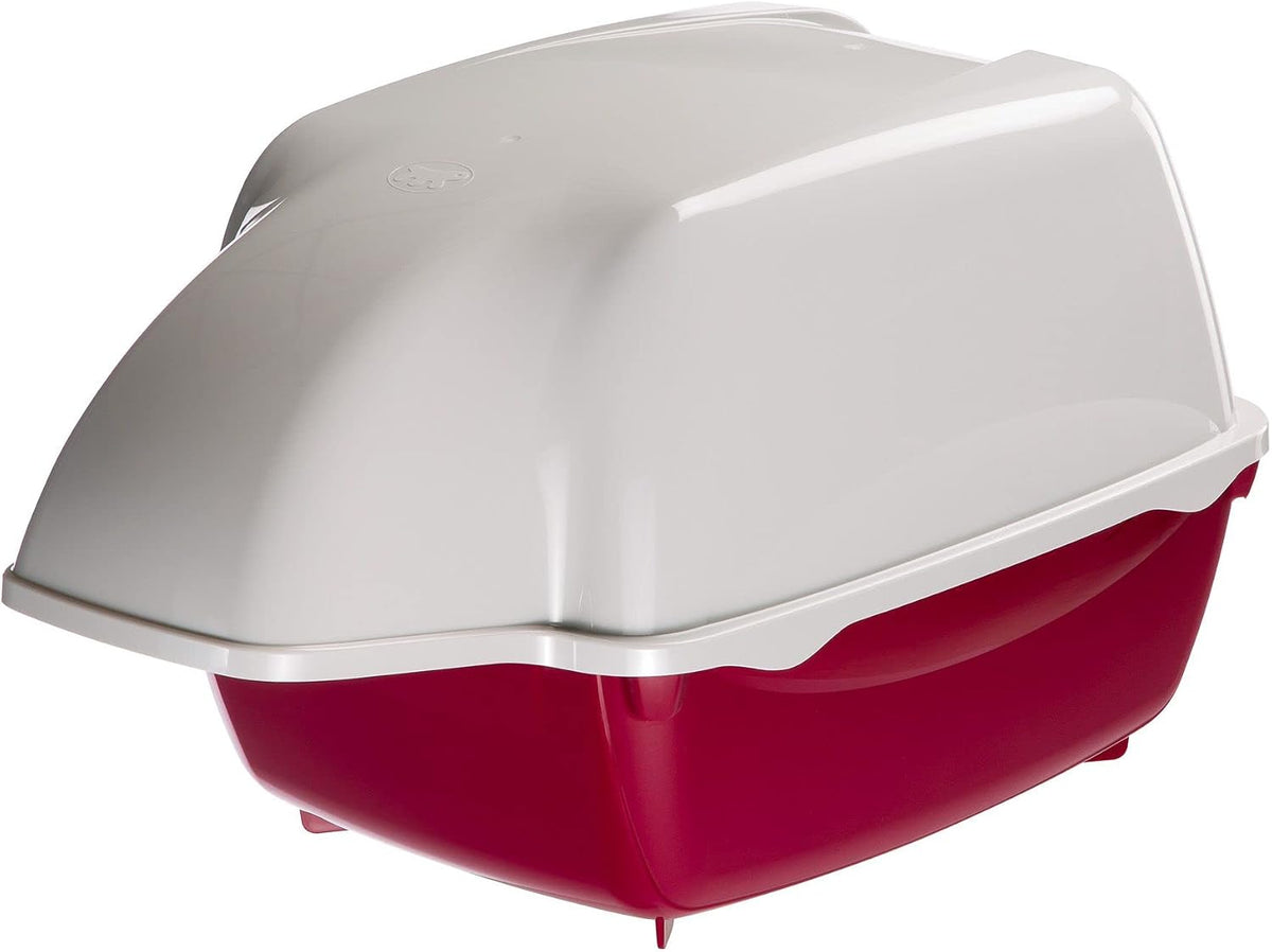 Ferplast Cosmic Outdoor Cat Litter Box - Waterproof Dog-Proof Cat Toilet with Tunnel Entry, High-Sided Base for Litter Containment, Easy-Clean Design, Durable Thermoplastic Resin in Red