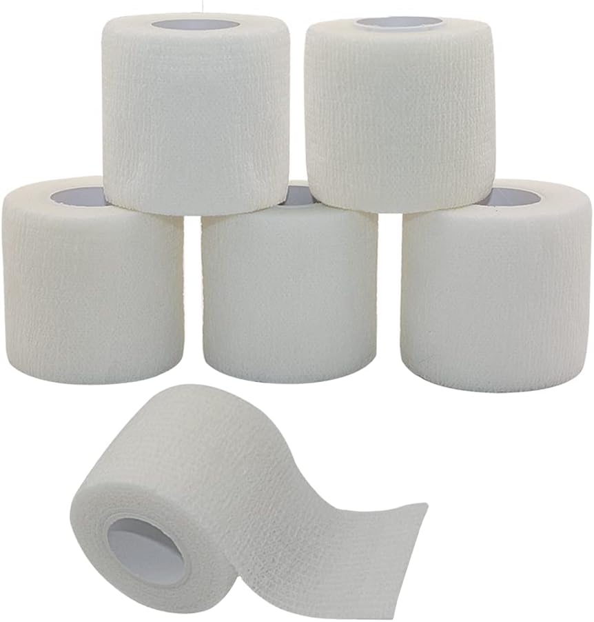 [6 Pack-2" x5Yards] MINGYUE Self Adhesive Bandage Wrap,Athletic Tape,Sports Tape,Wrist and Ankle Wrap Tape,Cohesive Bandage for Vet Tape(White)