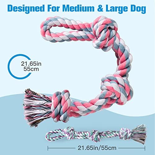 UPSKY 2 Pack Dog Rope Toys, Heavy Duty Dog Chew Toy for Aggressive Chewers | Indestructible Pet Toys, Natural Cotton, Dog Tug Toys for Boredom, Teeth Clean, for Medium to Large Breed Dogs