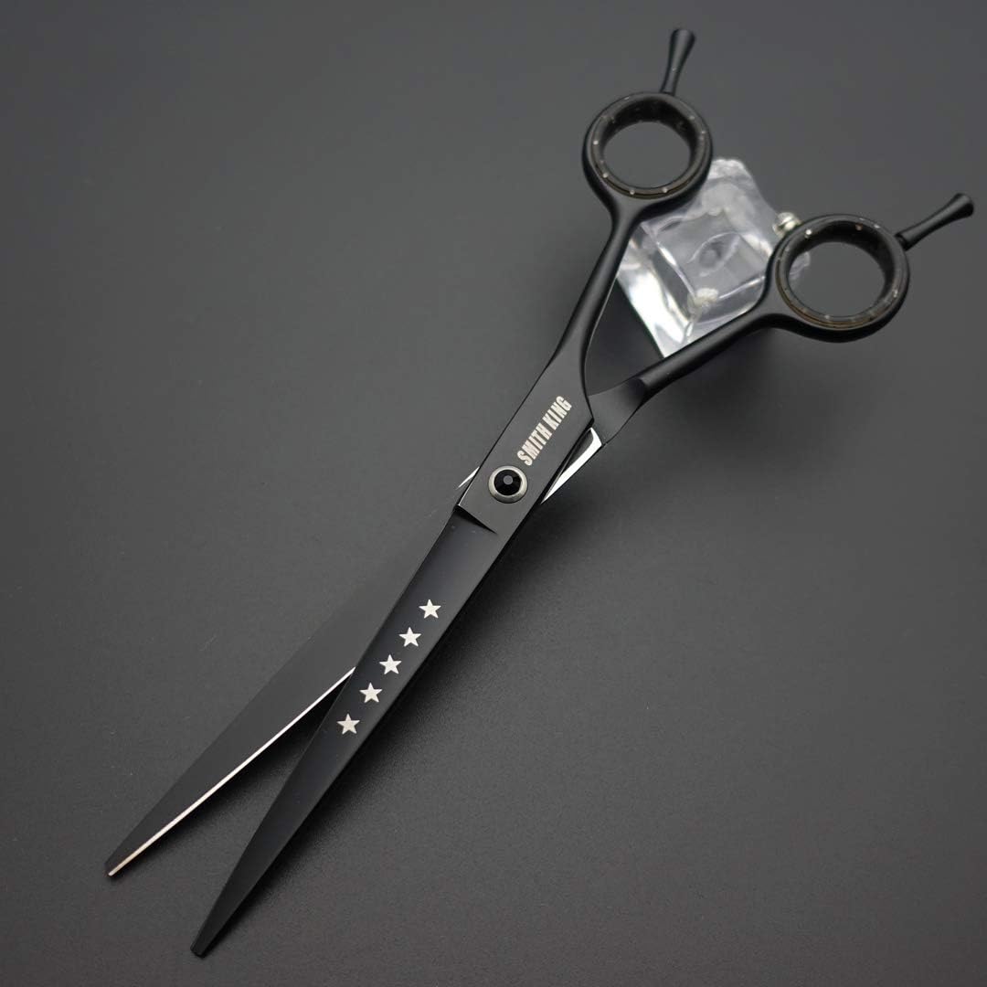 7.0 inches Professional Dog Grooming Scissors Set Straight & thinning & Curved & chunkers & comb 5pcs in 1 Set for left-handed & right handed Black