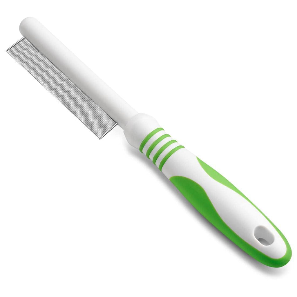 Andis 66060 Flea Comb with Durable Teeth & Comfortable Handle - Effective Stainless-Steel Teeth for Removes Tangles, Dirt & Loose Hair with Skin Protection - for Medium to Small Dogs - Green