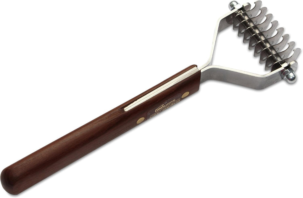Mars Coat King Original Dematting Undercoat Grooming Rake Stripper Tool for Dogs and Cats, Stainless Steel with Wooden Handle, Made in Germany, 8-Blade 