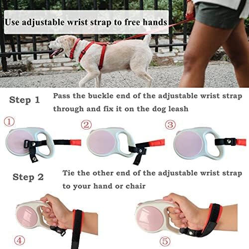 Hands Free Dog Leash Wrist Safety Strap, 2 Pack Soft Comfortable Diving Fabric Dog Leash Wrist Strap for Safe Walking (Blue & Red)