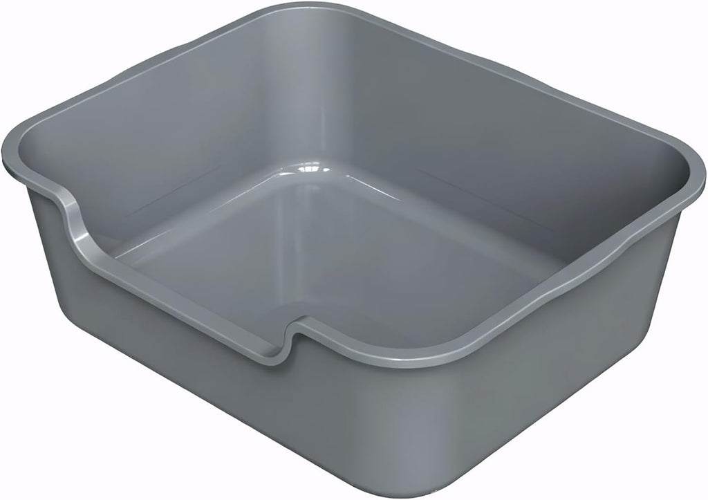 Extra Large Low Entry ABS Cat Litter Box, Grey, 24" L x 20" W x 8", 1 Pack | Durable low entry litter box, non-stick, odor-free, ideal for seniors, kittens, rabbits, large cats and multi-pet homes.