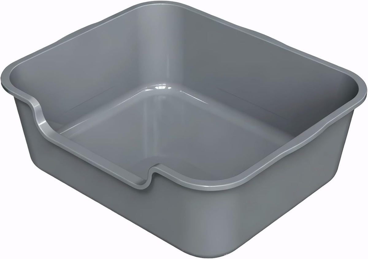 Extra Large Low Entry ABS Cat Litter Box, Grey, 24" L x 20" W x 8", 1 Pack | Durable low entry litter box, non-stick, odor-free, ideal for seniors, kittens, rabbits, large cats and multi-pet homes.