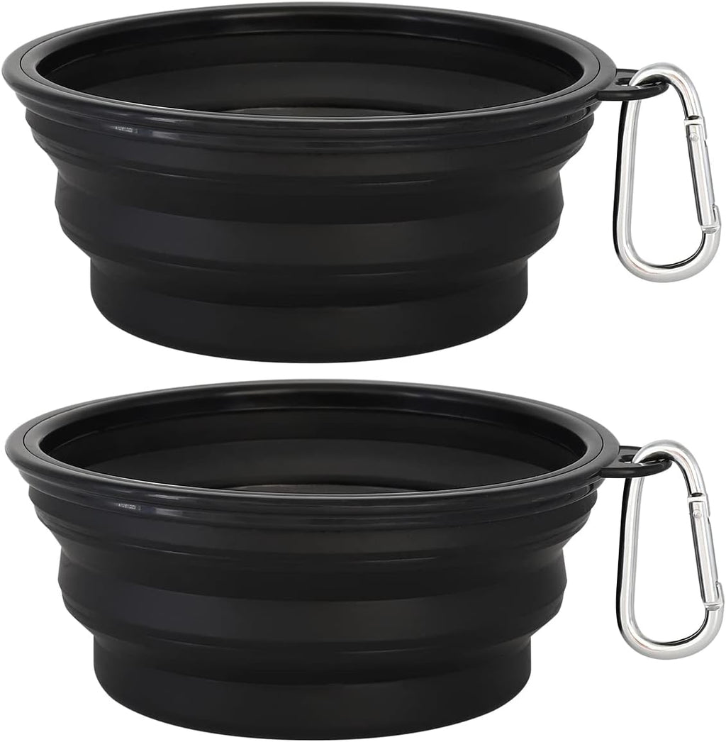 Kytely Large Collapsible Dog Bowls 2 Pack, 34oz Foldable Dog Travel Bowl | Portable Dog Water Food Bowl with Clasp, Pet Cat Feeding Cup Dish for Traveling, Walking, Parking 