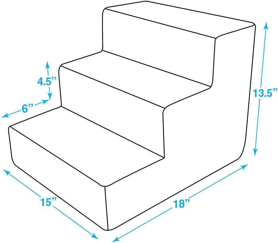 Best Pet Supplies Dog Stairs & Steps - Foam Steps for Small Dogs & Cats, Non-Slip Indoor Balanced Pet Step Support, Dog Ramp, No Assembly, Dark Brown, 3-Step (13.5-inch Height)