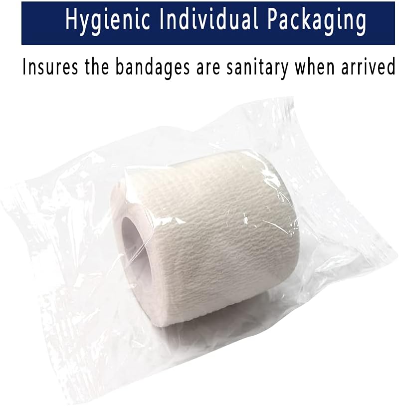 [12 Pack-2" x5Yards] MINGYUE Self Adhesive Bandage Wrap,Athletic Tape,Sports Tape,Wrist and Ankle Wrap Tape,Cohesive Bandage for Vet Tape(White)