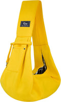 CUBY Dog and Cat Sling Carrier - Hands Free Reversible Small Pet Sling Carrier Bag - Soft Pouch and Tote Design - Suitable for Puppy, Small Dogs Cats Outdoor Travel(Yellow)