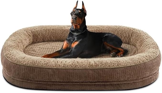JOEJOY XXL Orthopedic Dog Bed for Large Dogs, 360° Oval Bolster, 48"
