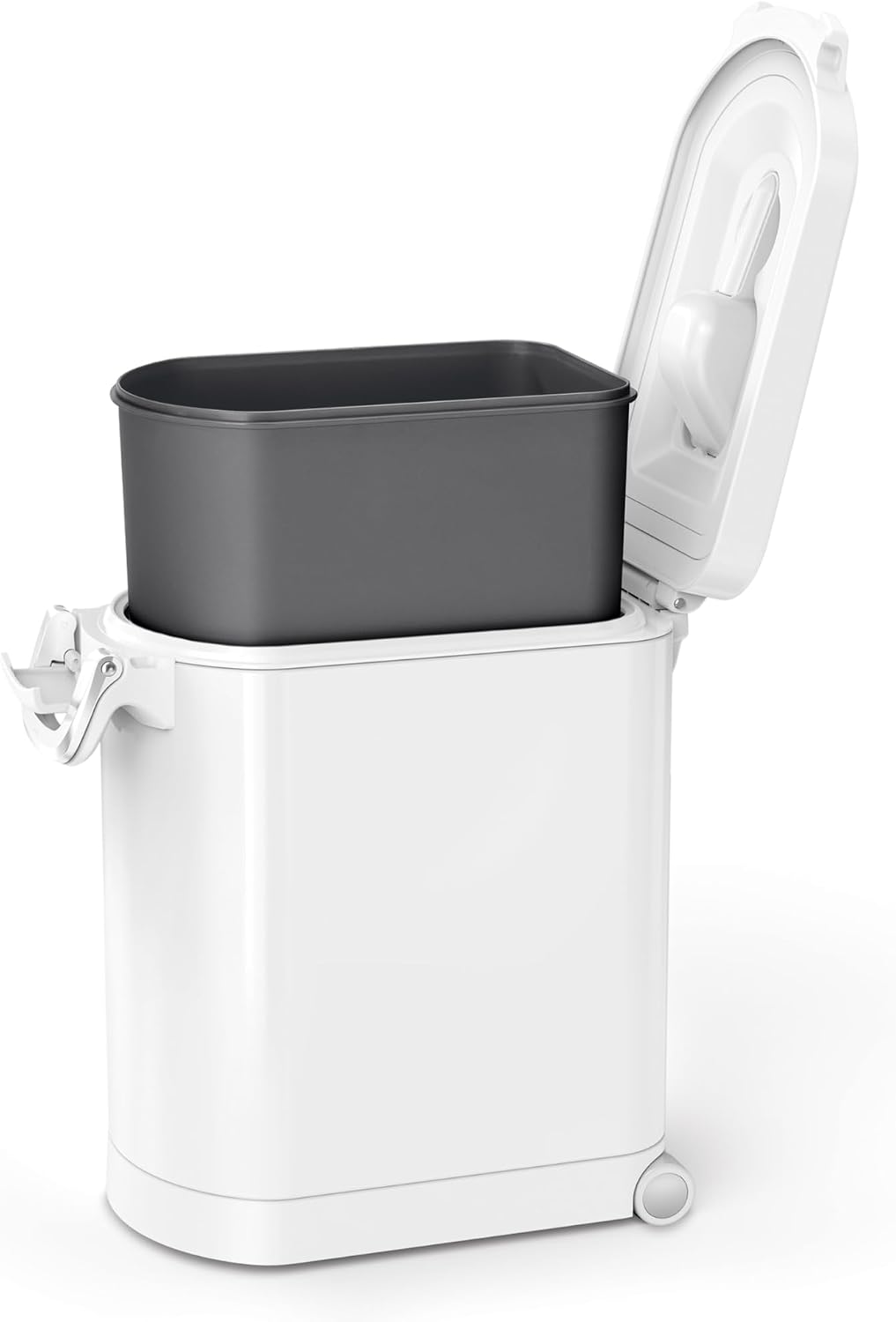 simplehuman Medium Pet Food Storage Container, Holds 25-29 lb / 11-13 kg of Dry Dog Food, Cat Food, or Bird Seed, Airtight Lock-Tight Lid with Magnetic Scoop, BPA-Free, White Steel
