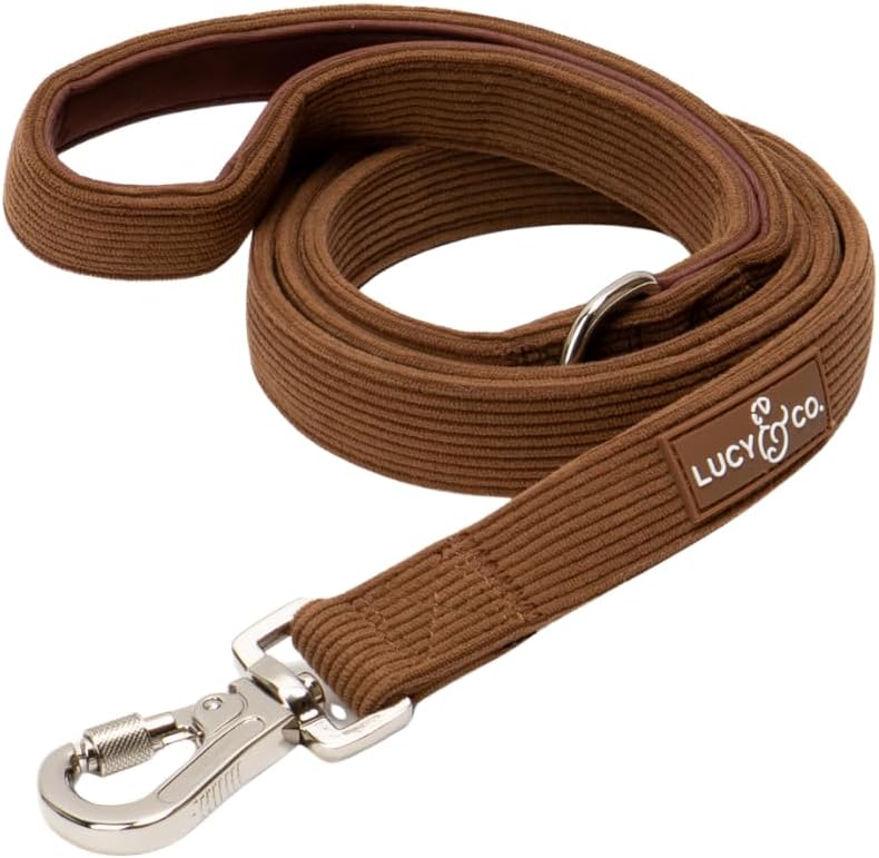 Lucy & Co. Chocolate Meadows Corduroy Dog Leash, S