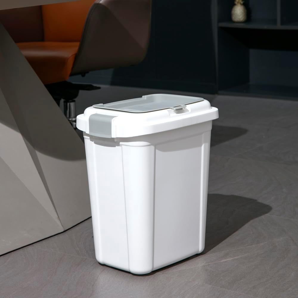 Ashfield & Harkness Airtight Pet Food Storage Container, 23 Qt / 20 Lbs | BPA-free HDPE, slim white/grey design, scoop included, 14.5"x10.5"x17", keeps dry dog & cat food fresh