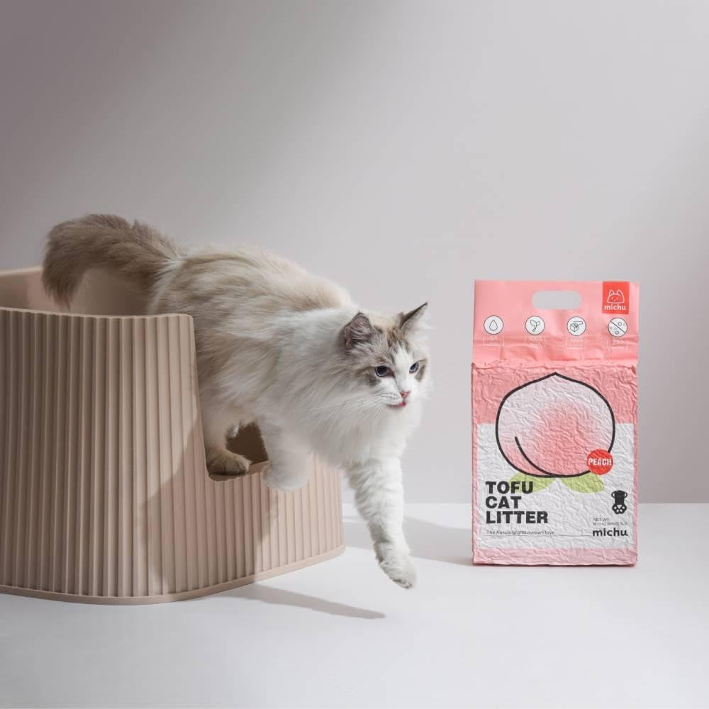 Michu Tofu Cat Litter Natural Clumping Tofu Cat Litter, Fast Clumping and Easily Scoop-able 5.5lb/88oz 5 Scents - Original, 1 Pack