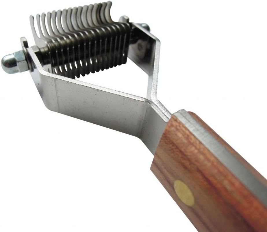 Mars Coat King Original Dematting Undercoat Grooming Rake Stripper Tool for Dogs and Cats, Stainless Steel with Wooden Handle, Made in Germany, 16-Blade 