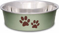 Loving Pets Bella Dog Bowls- Stainless Steel Dog & Cat Bowls - Spill Proof Dog Food Bowl, Cat Bowl, Puppy Essentials & Pet Supplies Great for Home & Travel (Small 10-20 lbs, Artichoke) 