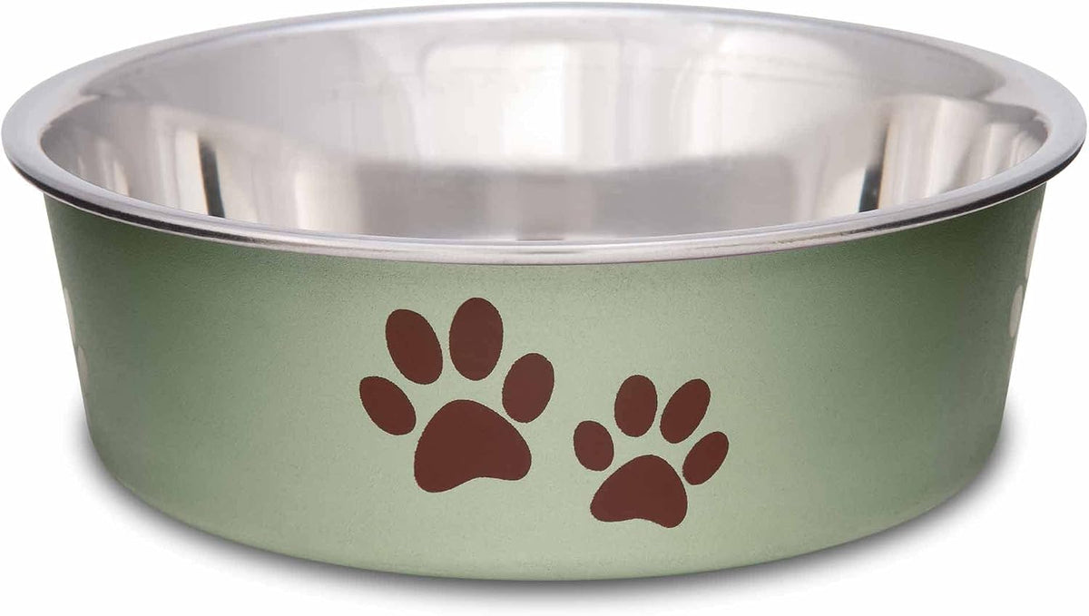 Loving Pets Bella Dog Bowls- Stainless Steel Dog & Cat Bowls - Spill Proof Dog Food Bowl, Cat Bowl, Puppy Essentials & Pet Supplies Great for Home & Travel (Small 10-20 lbs, Artichoke) 