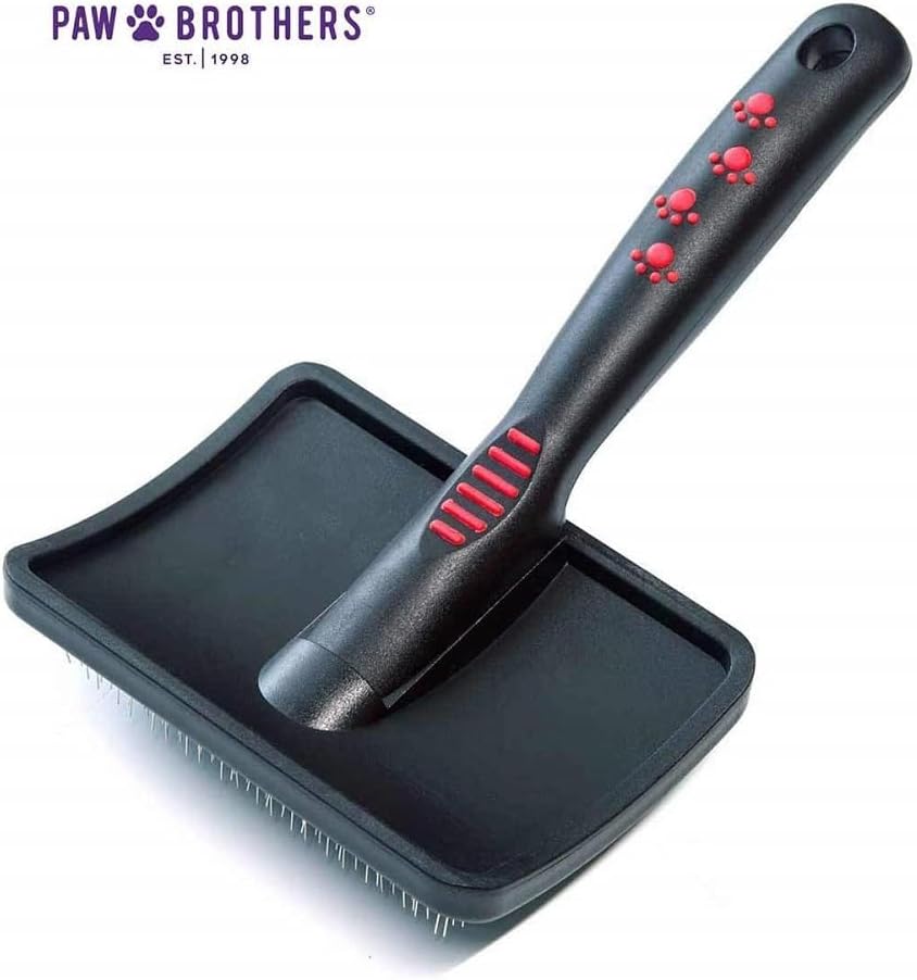 Paw Brothers Soft Pin Curved Slicker Brush for Dogs, Coated Tips, Maximum Coverage, Gentle on Skin, Size 3" x 5.5", Small 