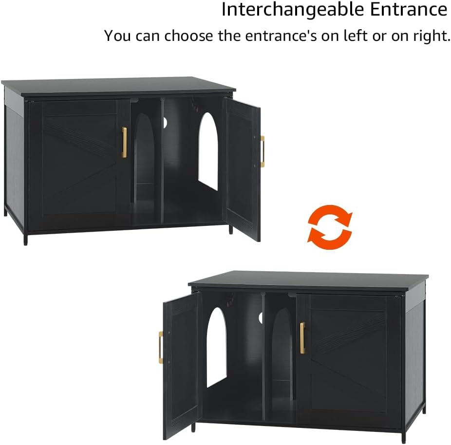 unipaws Top Opening Cat Litter Box Enclosure Furniture, Flip Top Design