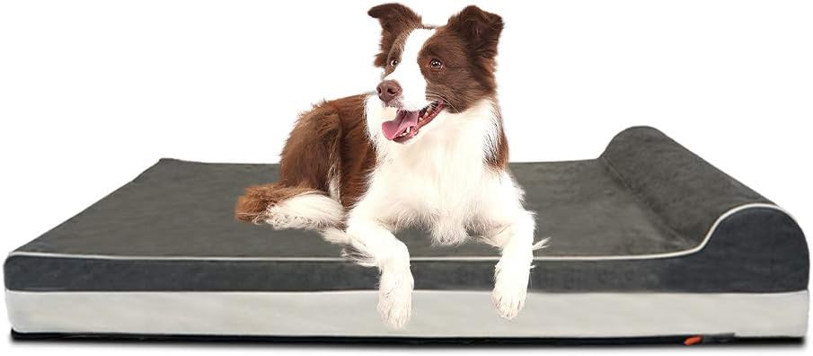 Laifug Orthopedic Dog Beds for Large Dogs,4.5" Memory Foam Dog Beds,Durable Water Proof Liner Removable and Washable, Nonskid Bottom, Grey 46"x28"x8"