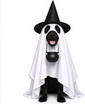 Halloween Dog Ghost Costume Pet Ghost Cape Hat Witch Candy Pot for L XL
