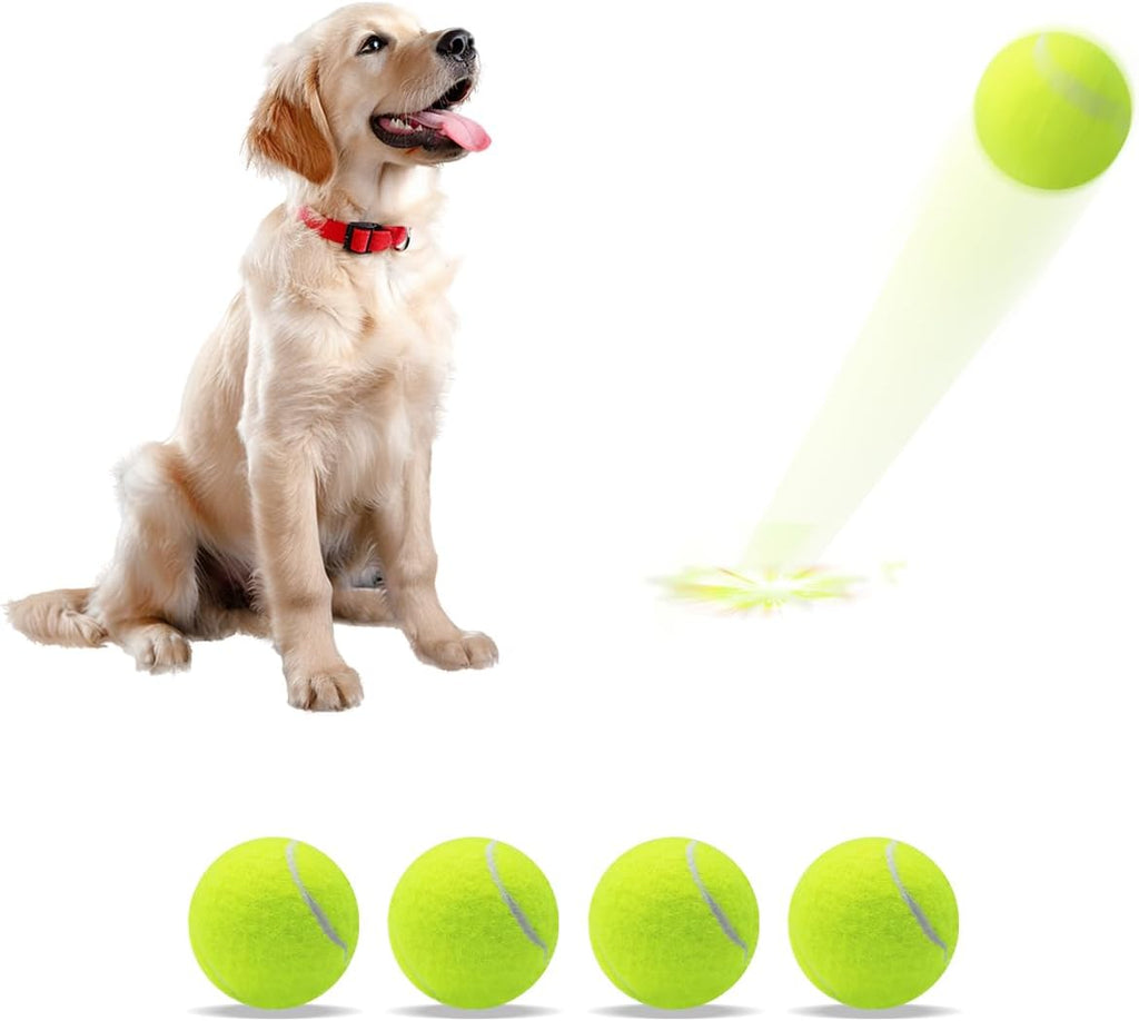 Magicorange Tennis Balls for Dogs,Colorful Easy Catching Dog Balls,4 Pack | Bright Yellow Dog Playing Balls, Easy to Spot And Fetch, Tennis-Style Pet Toy, with Mesh Bag for Training and Outdoor Fun