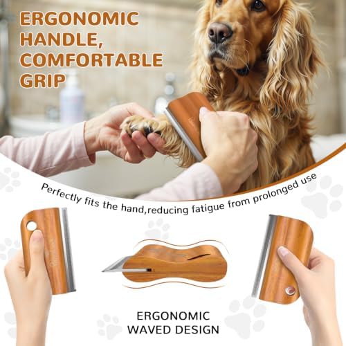 Pawaboo Deshedding Brush for Dogs&Cats, Wood Dog Hair Removal Comb, 5.1inch