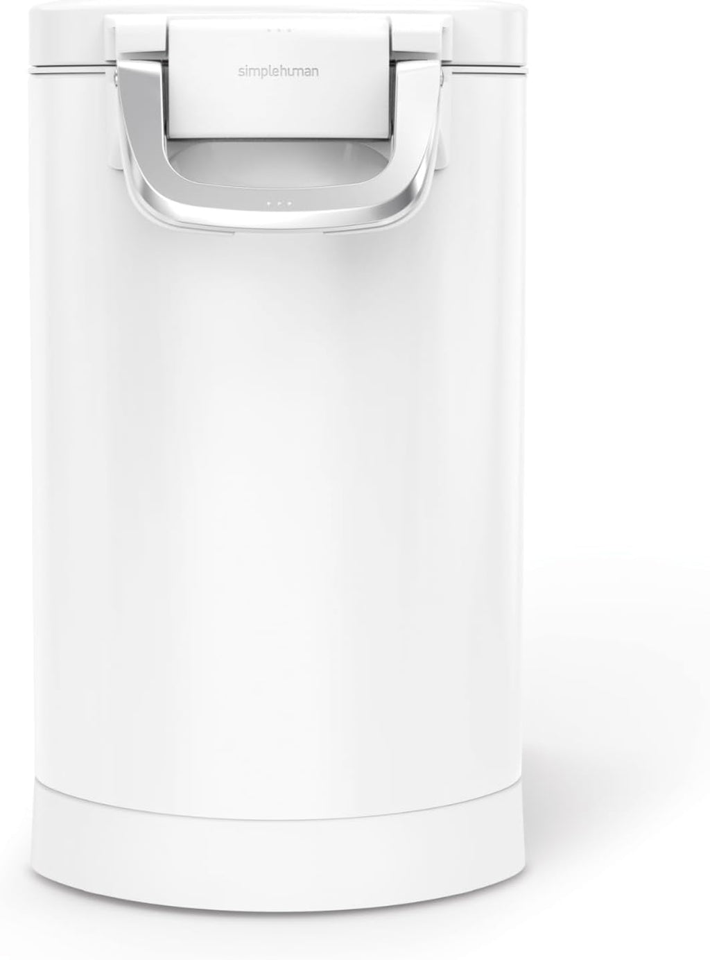 simplehuman Medium Pet Food Storage Container, Holds 25-29 lb / 11-13 kg of Dry Dog Food, Cat Food, or Bird Seed, Airtight Lock-Tight Lid with Magnetic Scoop, BPA-Free, White Steel