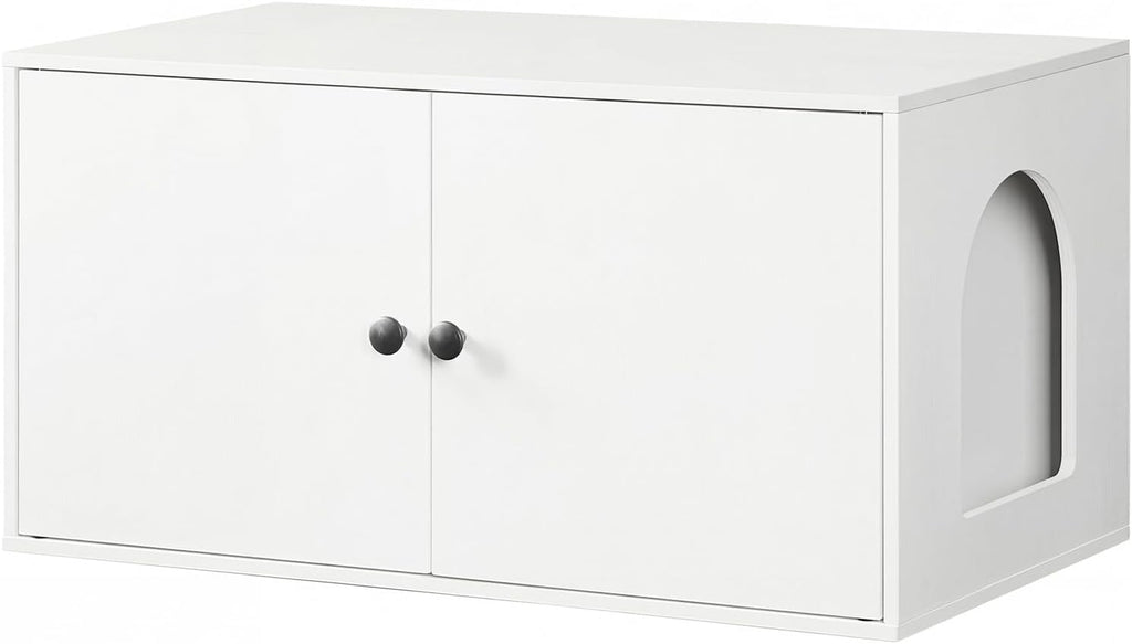 HOOBRO Cat Litter Box Enclosure, Hidden Litter Box Furniture with Side Entry, Litter Box Cabinet, Indoor Cat House, End Side Table, 31.5"L x 17.7"W x 16.3"H, for Living Room, Bathroom, White WT40MW01