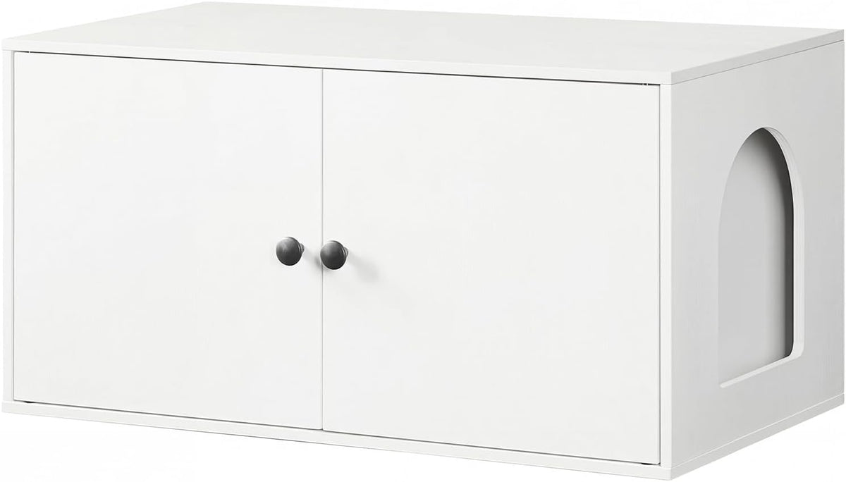 HOOBRO Cat Litter Box Enclosure, Hidden Litter Box Furniture with Side Entry, Litter Box Cabinet, Indoor Cat House, End Side Table, 31.5"L x 17.7"W x 16.3"H, for Living Room, Bathroom, White WT40MW01