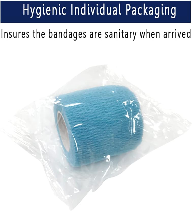 [6 Pack-2" x5Yards] MINGYUE Self Adhesive Bandage Wrap,Athletic Tape,Sports Tape,Wrist and Ankle Wrap Tape,Cohesive Bandage for Vet Tape(Light Blue)