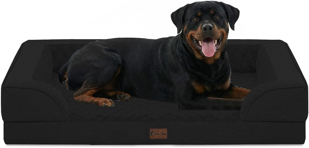 Orthopedic Washable Dog Bed for Extra Large Dogs, 48x30in, Black