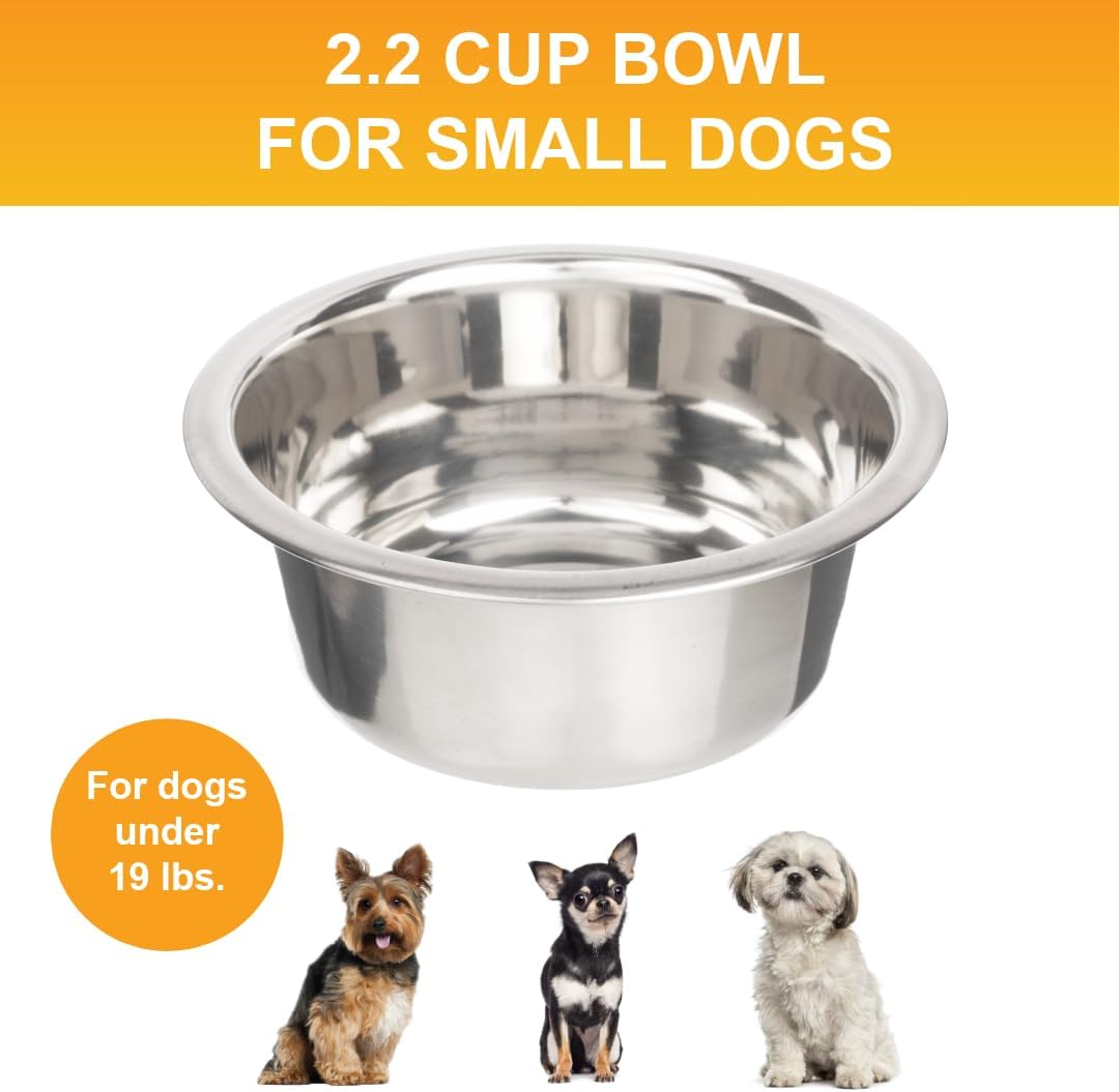 Neater Pet Brands 2.2 Cup (18 oz.) Stainless Steel Dog Bowls, 1 Single Neater Feeder Replacement Bowl (Small Deluxe Model), Dog Food Bowl or Water Bowls, Dishwasher Safe Metal Dish for Cats/Small Dogs 
